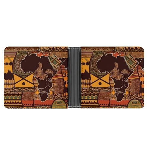LPSADGF Strandlandschaft Herren Geldbörse Leder Geldklammer Slim Passcase mit 6 Kartenfächern, 2 versteckten Taschen, Afrikanische Landkarte Ethno-Muster, One size, Modern LPSADGF Strandlandschaft Herren Geldbörse Leder Geldklammer Slim Passcase mit 6 Kartenfächern, 2 versteckten Taschen, Afrikanische Landkarte Ethno-Muster, One size, Modern von LPSADGF