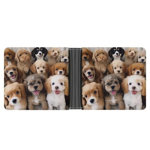 LPSADGF Strandlandschaft Herren Geldbörse Leder Geldklammer Slim Passcase mit 6 Kartenfächern, 2 versteckten Taschen, Niedliche Hunde, One size, Modern von LPSADGF