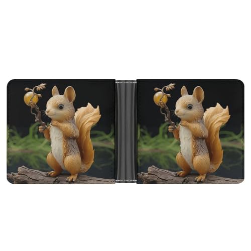 LPSADGF The Witch of Darkness Herren Geldbörse Leder Geldklammer Slim Passcase mit 6 Kartenfächern, 2 versteckten Taschen, Eichhörnchen aus Kunstharz, Einheitsgröße, Modern von LPSADGF