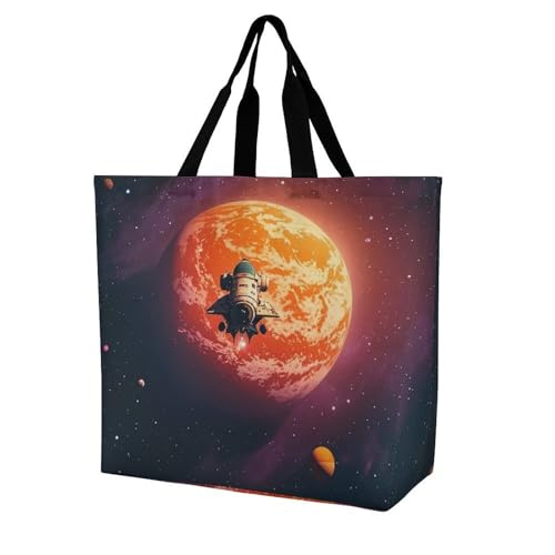 LPSADGF Tragetasche für Damen, Shabby-Chic-Rosen, wiederverwendbar, faltbar, Einkaufstasche, Umhängetasche, Schultertasche, Sonnenuntergang im Weltraum, 40x40x16cm LPSADGF Tragetasche für Damen, Shabby-Chic-Rosen, wiederverwendbar, faltbar, Einkaufstasche, Umhängetasche, Schultertasche, Sonnenuntergang im Weltraum, 40x40x16cm von LPSADGF