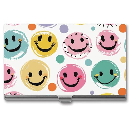LPSADGF Visitenkartenhalter mit Smiley-Gesicht, schmal, Metall-Legierung, Kreditkartenetui, professionelle Klappabdeckung, Visitenkarten-Organizer, Brieftasche für Damen und Herren (Schnallenstil) von LPSADGF