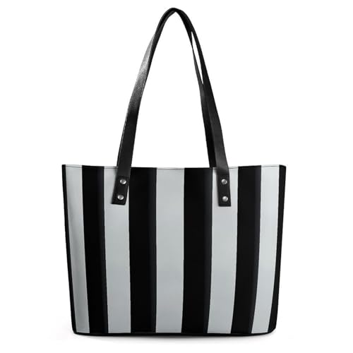 Leder-Tragetasche für Damen, Motiv: Sonnenuntergang im Weltraum, Handtasche mit Tragegriff oben, Freizeit, Arbeit, Reisen, Schultertasche, Schwarze und weiße Streifen, 29*34*14cm Leder-Tragetasche für Damen, Motiv: Sonnenuntergang im Weltraum, Handtasche mit Tragegriff oben, Freizeit, Arbeit, Reisen, Schultertasche, Schwarze und weiße Streifen, 29*34*14cm von LPSADGF