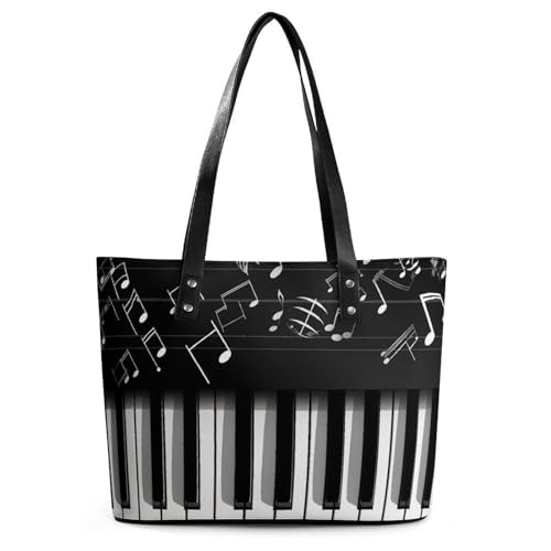 Red Lips Kiss Leder-Tragetasche für Damen, Tragegriff oben, Handtasche, Freizeit, Arbeit, Reisen, Schultertasche, Klaviertasten mit Musiknoten, 29*34*14cm Red Lips Kiss Leder-Tragetasche für Damen, Tragegriff oben, Handtasche, Freizeit, Arbeit, Reisen, Schultertasche, Klaviertasten mit Musiknoten, 29*34*14cm von LPSADGF