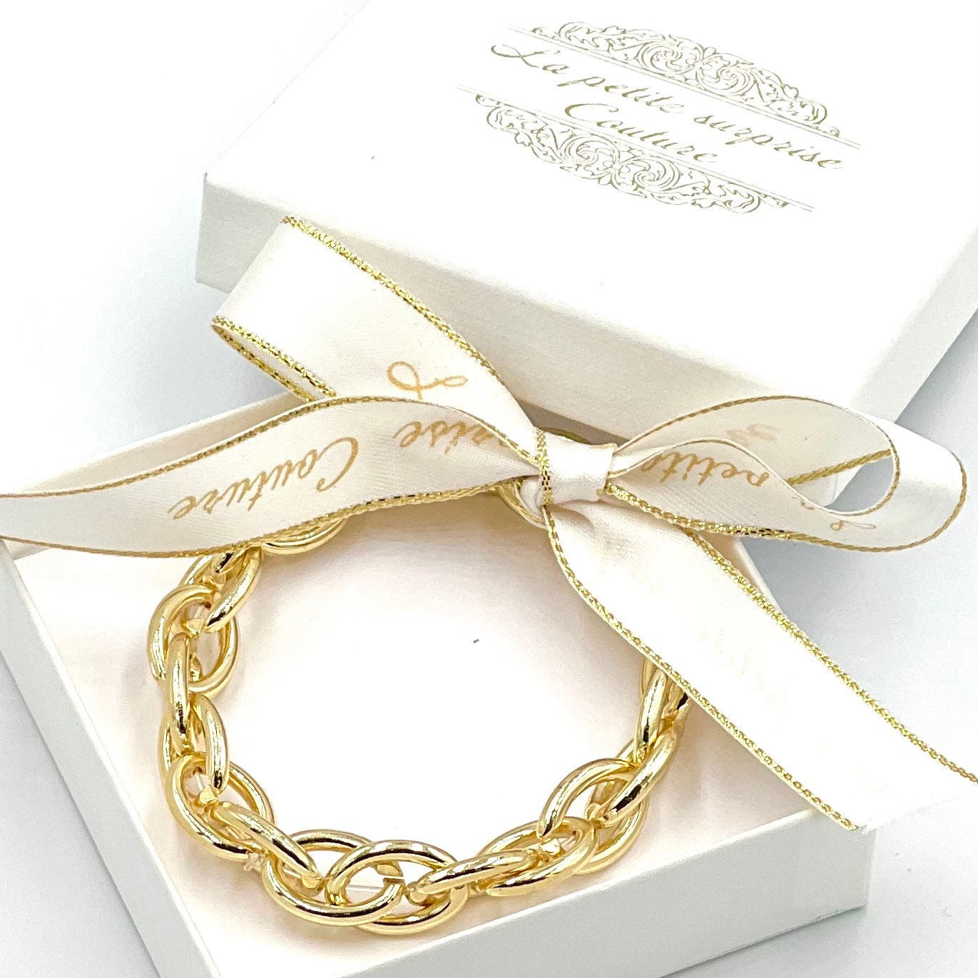 Gliederarmband Chunky Armband Edelstahl Gold Geschenk von LPSCoutureShop