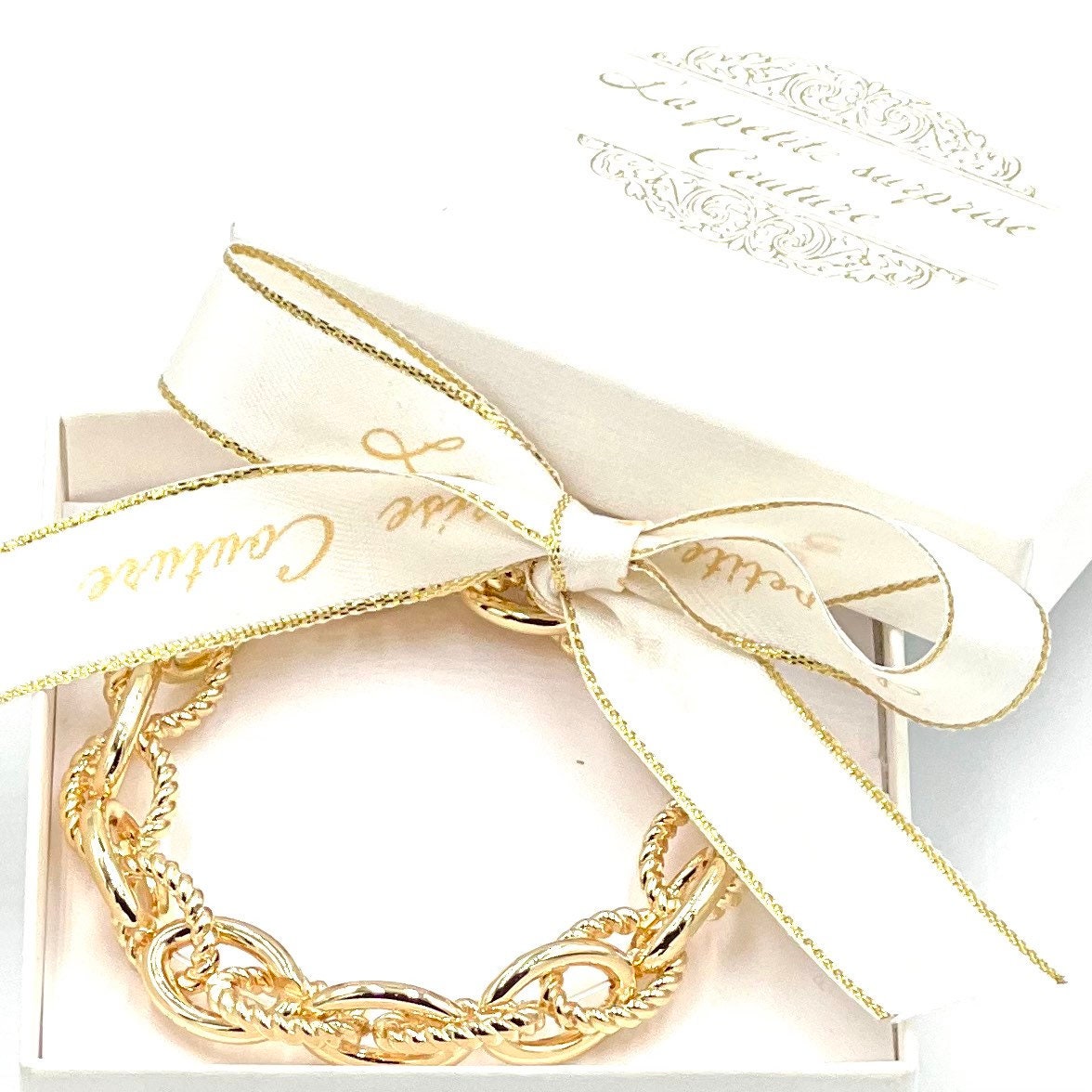 Gliederarmband Chunky Armband Edelstahl Gold Geschenk von LPSCoutureShop