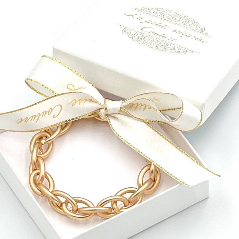 Gliederarmband Chunky Armband Edelstahl Matt Gold Geschenk Gliederarmband Chunky Armband Edelstahl Matt Gold Geschenk von LPSCoutureShop
