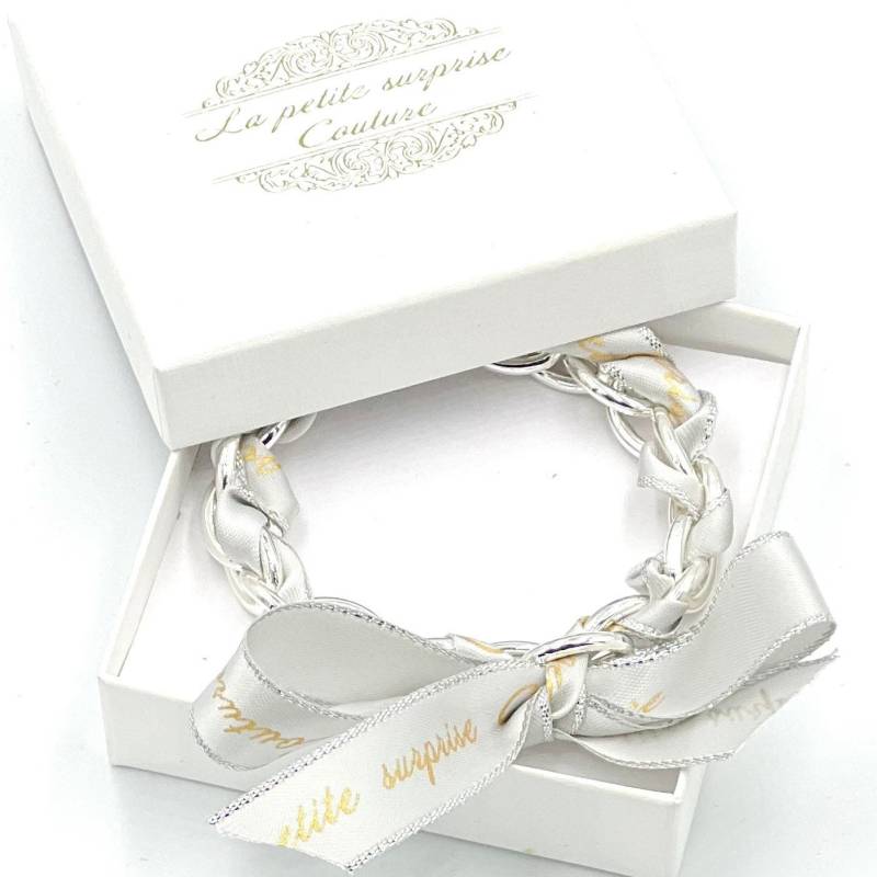 Gliederarmband Chunky Armband Mit Schleife La Petite Surprise Couture Hellgrau Edelstahl Silber Geschenk Gliederarmband Chunky Armband Mit Schleife La Petite Surprise Couture Hellgrau Edelstahl Silber Geschenk von LPSCoutureShop