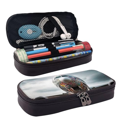 LPSRTWE Federmäppchen im Flugzeug-Design, großes Fassungsvermögen, Stifteetui, Leder, Reißverschluss, Stiftebox, Halter, tragbare Stifttasche für Damen und Herren von LPSRTWE