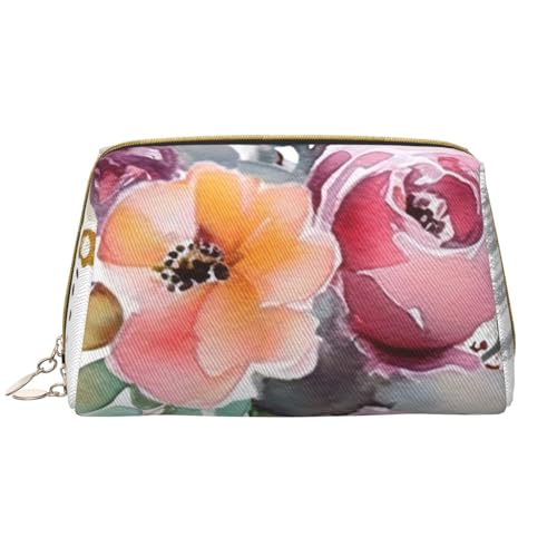 LPSRTWE Reise-Make-up-Tasche für Damen, große Kapazität, Kosmetiktasche, PU-Leder, wasserdicht, Kulturbeutel, Aquarell, Blumenecke, Blumenstrauß, Make-up-Tasche, tragbar, breit, offen, LPSRTWE Reise-Make-up-Tasche für Damen, große Kapazität, Kosmetiktasche, PU-Leder, wasserdicht, Kulturbeutel, Aquarell, Blumenecke, Blumenstrauß, Make-up-Tasche, tragbar, breit, offen, von LPSRTWE