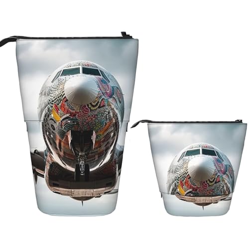 LPSRTWE Teleskop-Federmäppchen, abstraktes Monster, stehendes Federmäppchen, niedlicher Stand-up-Stifthalter, Organizer, Pop-Up-Kosmetiktasche mit Reißverschluss, tragbares Federmäppchen für Büro von LPSRTWE