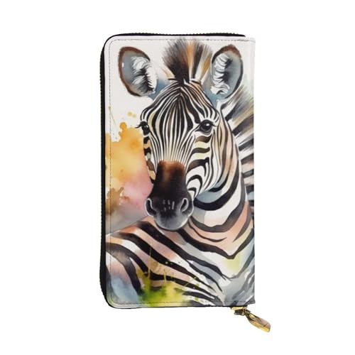 LPSRTWE Ultra Slim Damen Leder Geldbörse Zebra Aquarell Muster Portemonnaie Lange Geldbörse Kreditkartenetui Kreditkartenetui Schwarz Einheitsgröße Klassisch Schwarz Einheitsgröße, Schwarz , one size von LPSRTWE