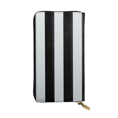 LPSRTWE Ultra Slim Dünne Leder Damen Geldbörse Schwarz und Weiß Streifen Lange Münzbörse Kreditkartenetui Bifold Clutch, Schwarz, Einheitsgröße, Klassisch, Schwarz , Einheitsgröße, Klassisch von LPSRTWE