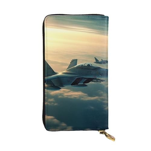 LPSRTWE Ultra Slim Thin Leather Women Wallet Aircraft Fighter Jets Long Coin Purse Credit Card Holder Bifold Clutch, Black, One Size, Classic, Schwarz , Einheitsgröße, Klassisch von LPSRTWE
