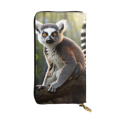 LPSRTWE Ultra Slim Thin Leather Women Wallet Ringtailed Lemur Long Coin Purse Credit Card Holder Bifold Clutch, Black, One Size, Classic, Schwarz , Einheitsgröße, Klassisch von LPSRTWE