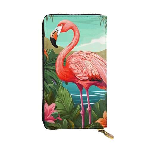 LPSRTWE Ultra Slim Thin Leather Women Wallet Tropical Flamingo Long Coin Purse Credit Card Holder Bifold Clutch, Black, One Size, Classic, Schwarz , Einheitsgröße, Klassisch von LPSRTWE