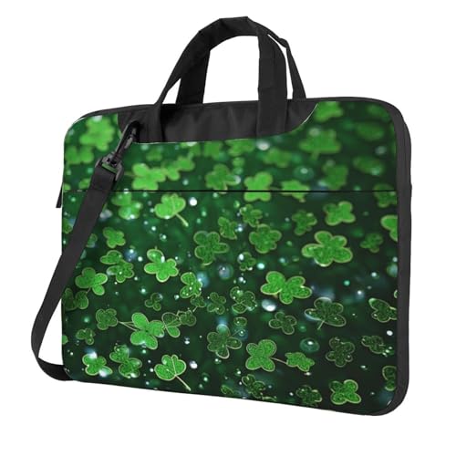 Laptoptasche, Laptop-Tragetasche, Hintergrund, St. Patrick's Day, Glitzer, Messenger-Umhängetasche mit Schultergurt, Computertasche, Schwarz, 15.6 inch von LPSRTWE