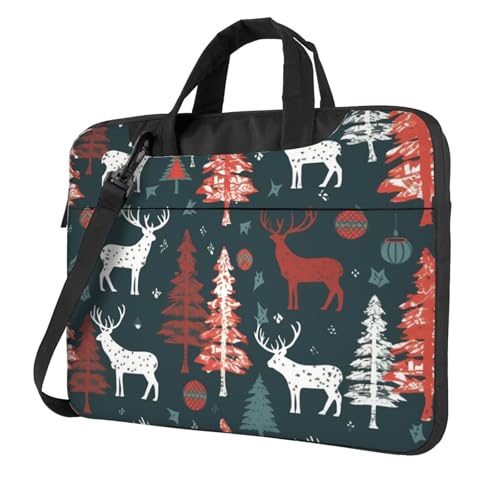 Laptoptasche, Laptop-Tragetasche, Kuh, Hirsch, Baum, Weihnachten, Kuriertasche, Schultertasche mit Schultergurt, Computertasche, 33 cm (13 Zoll) von LPSRTWE