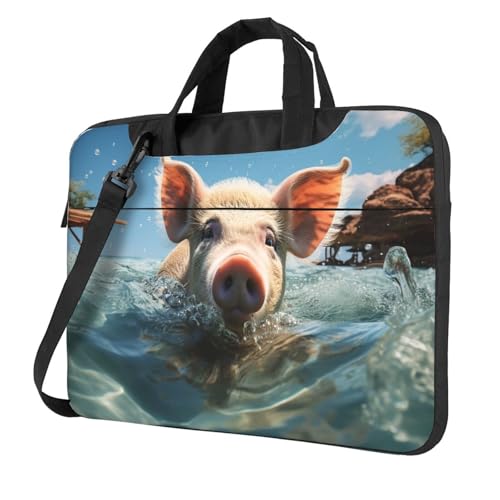 Laptoptasche, Laptop-Tragetasche, lächelnde Messenger-Umhängetasche mit Schultergurt, Computertasche, Schwarz, 15.6 inch von LPSRTWE