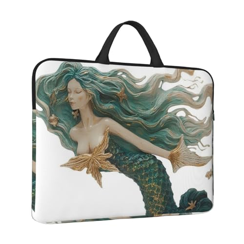 Laptoptasche, Motiv: Meerjungfrau, wasserabweisend, Computer-Tragetasche, Aktentasche mit Griff von LPSRTWE