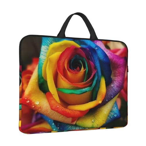 Laptoptasche, Regenbogen-Rose, wasserabweisend, Computer-Tragetasche, Aktentasche mit Griff von LPSRTWE