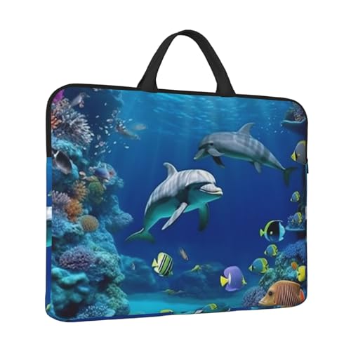 Laptoptasche, Unterwasserwelt, Fisch-Delphi, wasserabweisend, Computer-Tragetasche, Aktentasche mit Griff von LPSRTWE