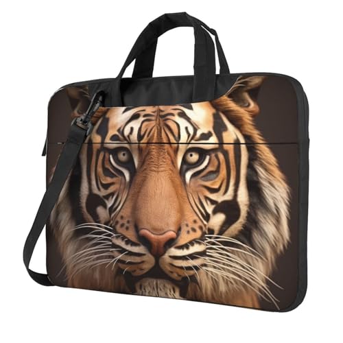 Laptoptasche Laptop-Tragetasche 3D Tigerkopf Messenger Umhängetasche mit Schultergurt Computertasche 14 Zoll von LPSRTWE