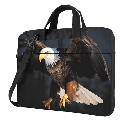 Laptoptasche Laptop-Tragetasche 3D Weißkopfseeadler Messenger Umhängetasche mit Schultergurt Computertasche 15,6 Zoll von LPSRTWE