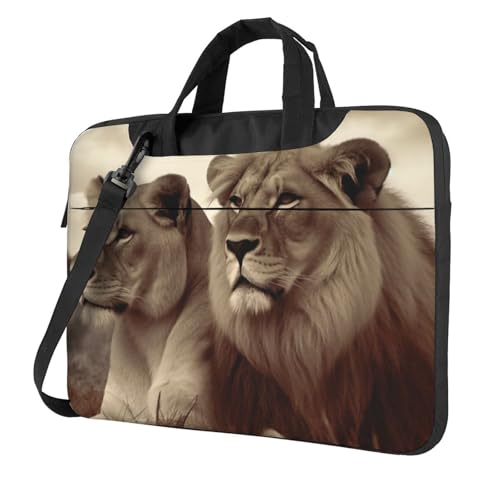 Laptoptasche Laptop-Tragetasche Afrikanischer Löwe und Löwin Messenger Umhängetasche mit Schultergurt Computertasche 13 Zoll von LPSRTWE