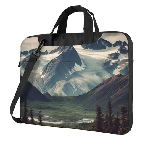 Laptoptasche Laptop-Tragetasche Alaska Mountains Messenger Umhängetasche mit Schultergurt Computertasche, Schwarz, 15.6 inch von LPSRTWE