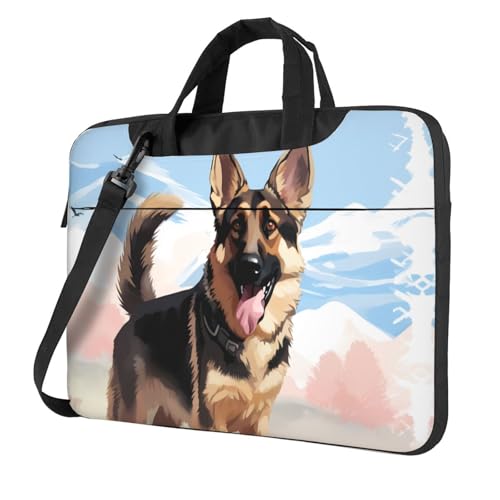 Laptoptasche Laptop-Tragetasche Deutscher Schäferhund Hundeliebhaber Messenger Umhängetasche mit Schultergurt Computertasche 13 Zoll von LPSRTWE