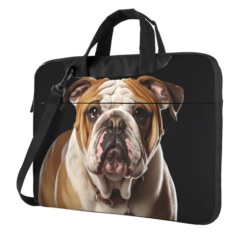 Laptoptasche Laptop-Tragetasche Englische Bulldogge Messenger Umhängetasche mit Schultergurt Computertasche 15,6 Zoll von LPSRTWE