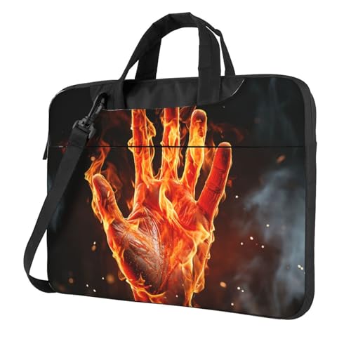 Laptoptasche Laptop-Tragetasche Fire Flame Hand Messenger Umhängetasche mit Schultergurt Computertasche 35,6 cm (14 Zoll) von LPSRTWE