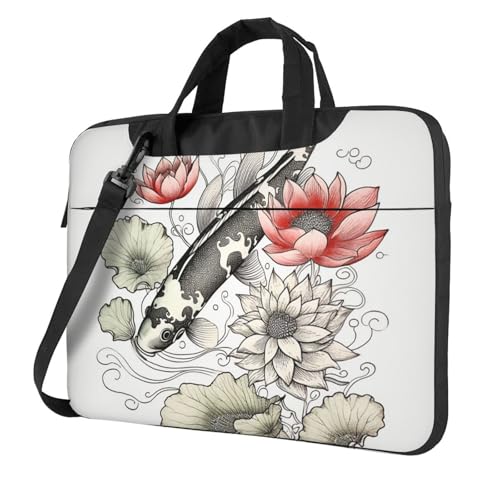 Laptoptasche Laptop-Tragetasche Fisch Japanischer Karpfen Messenger Umhängetasche mit Schultergurt Computertasche 13 Zoll von LPSRTWE