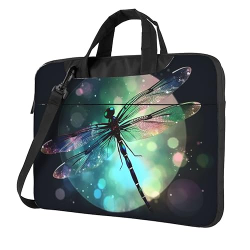 Laptoptasche Laptop-Tragetasche Galaxie Tier Libelle Messenger Umhängetasche mit Schultergurt Computertasche, Schwarz, 15.6 inch von LPSRTWE