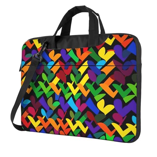 Laptoptasche Laptop-Tragetasche Gay Pride Rainbow Messenger Umhängetasche mit Schultergurt Computertasche, Schwarz, 13 inch von LPSRTWE