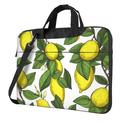 Laptoptasche Laptop-Tragetasche Gelb Frische Zitronen Messenger Umhängetasche mit Schultergurt Computertasche, Schwarz, 15.6 inch von LPSRTWE