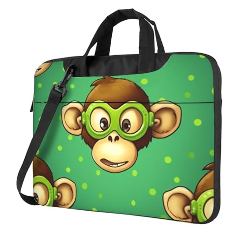 Laptoptasche Laptop-Tragetasche Grün Clever Monkey Messenger Umhängetasche mit Schultergurt Computertasche, Schwarz, 13 inch von LPSRTWE