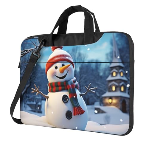 Laptoptasche Laptop-Tragetasche Happy Snowman Messenger Umhängetasche mit Schultergurt Computertasche 35,6 cm (14 Zoll) von LPSRTWE