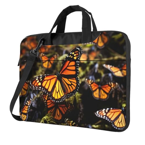 Laptoptasche Laptop-Tragetasche Heaps of Orange Monarch Schmetterlinge Messenger Umhängetasche mit Schultergurt Computertasche 13 Zoll von LPSRTWE