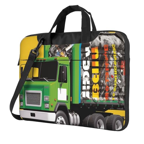 Laptoptasche Laptop-Tragetasche I Love Garbage Trucks Messenger Umhängetasche mit Schultergurt Computertasche, Schwarz, 13 inch von LPSRTWE