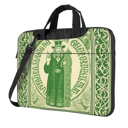 Laptoptasche Laptop-Tragetasche Irish Blessing St. Patrick's Day Messenger Umhängetasche mit Schultergurt Computertasche, Schwarz, 15.6 inch von LPSRTWE