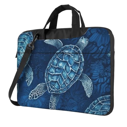Laptoptasche Laptop-Tragetasche Meeresschildkröte Blau Messenger Umhängetasche mit Schultergurt Computertasche 15,6 Zoll von LPSRTWE