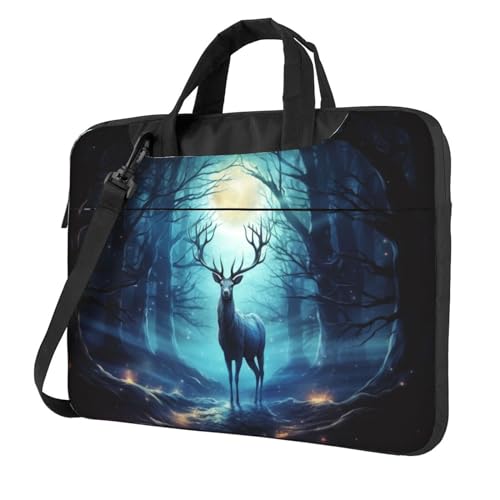 Laptoptasche Laptop-Tragetasche Mondlicht Hirsch Messenger Umhängetasche mit Schultergurt Computertasche 13 Zoll von LPSRTWE