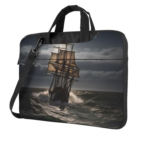 Laptoptasche Laptop-Tragetasche Segelschiff im Sturm Messenger Umhängetasche mit Schultergurt Computertasche, Schwarz, 15.6 inch Laptoptasche Laptop-Tragetasche Segelschiff im Sturm Messenger Umhängetasche mit Schultergurt Computertasche, Schwarz, 15.6 inch von LPSRTWE