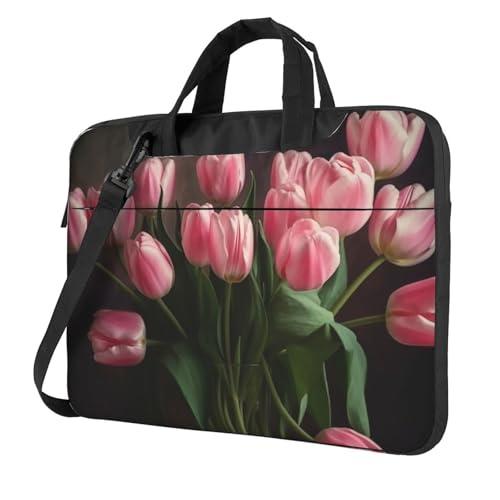 Laptoptasche Laptop-Tragetasche Tulpen Messenger Umhängetasche mit Schultergurt Computertasche 14 Zoll von LPSRTWE