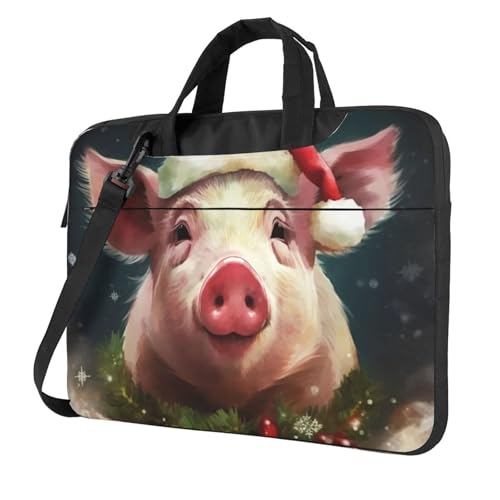 Laptoptasche Laptop-Tragetasche Weihnachten lächelnd Messenger Umhängetasche mit Schultergurt Computertasche, Schwarz, 13 inch von LPSRTWE