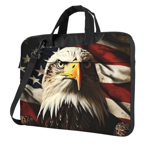 Laptoptasche Laptop-Tragetasche mit Glatzenadlerflagge Veteranen Messenger Umhängetasche mit Schultergurt Computertasche 13 Zoll von LPSRTWE