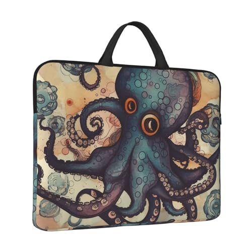 Laptoptasche Retro Octopus Laptop Sleeve Wasserabweisend Computer Tragetasche Aktentasche mit Griff von LPSRTWE