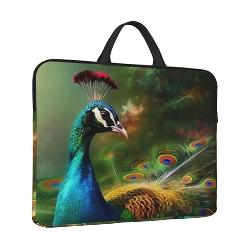 Laptoptasche mit buntem Pfau, wasserabweisend, Computer-Tragetasche, Aktentasche mit Griff von LPSRTWE