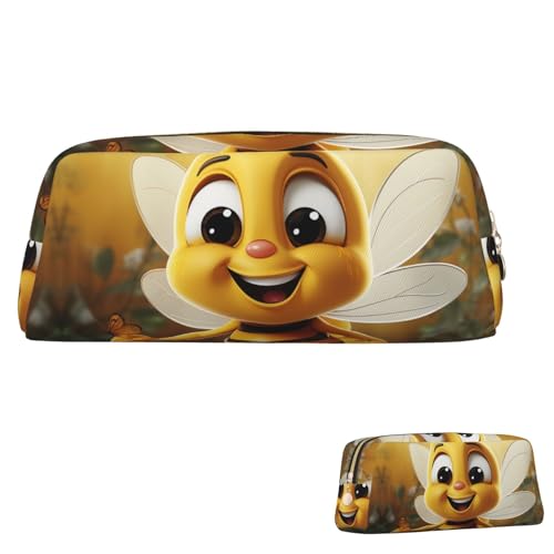 Leder-Federmäppchen, niedliches Federmäppchen, mit Reißverschluss, ästhetische Stifttasche, Honigbiene, Kosmetiktasche, Make-up-Tasche für Männer und Frauen, gold, Einheitsgröße Leder-Federmäppchen, niedliches Federmäppchen, mit Reißverschluss, ästhetische Stifttasche, Honigbiene, Kosmetiktasche, Make-up-Tasche für Männer und Frauen, gold, Einheitsgröße von LPSRTWE